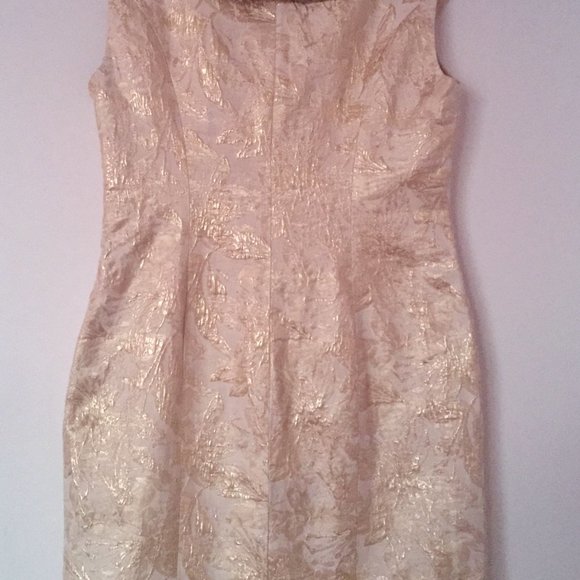 EVAN PICONE, GOLD AND BEIGE JACQUARD DRESS, SZ.10P - Picture 9 of 11